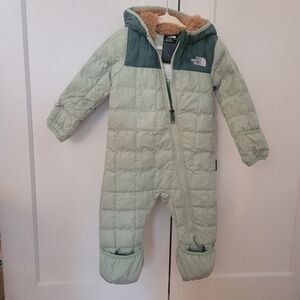 The North Face Thermoball One Piece Coat Winter Jacket Size 6-12M Baby Green